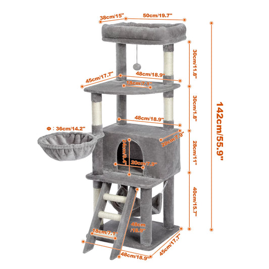 Cat Tree House Condo Cat’S Activity Center with Double Condo Indoor Soft Perch Fully Wrapped Scratching Sisal Post Rascador Gato